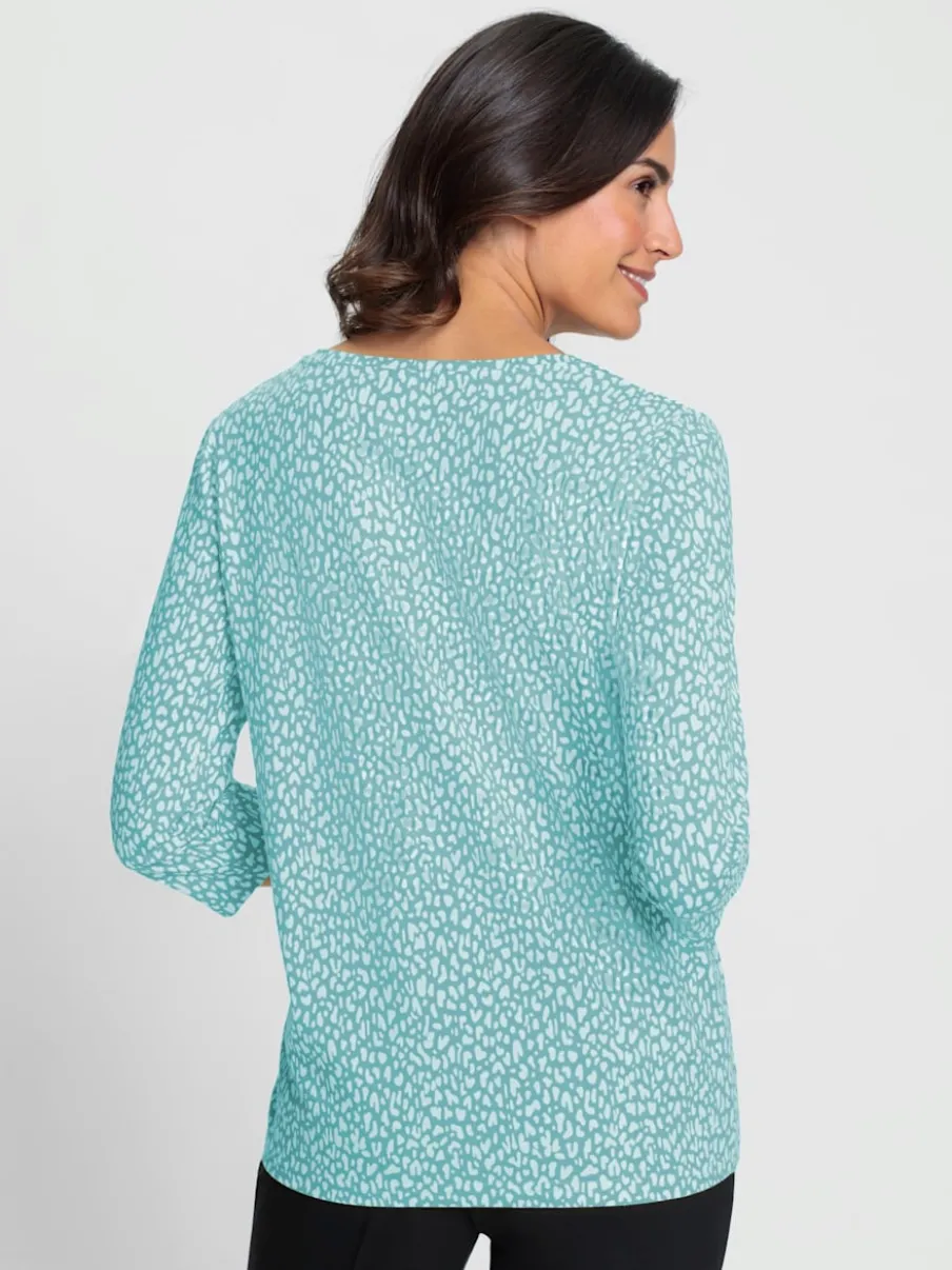 T-shirt à manches 3/4 en coton avec motif minimaliste