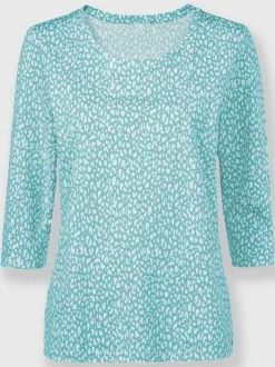 T-shirt à manches 3/4 en coton avec motif minimaliste