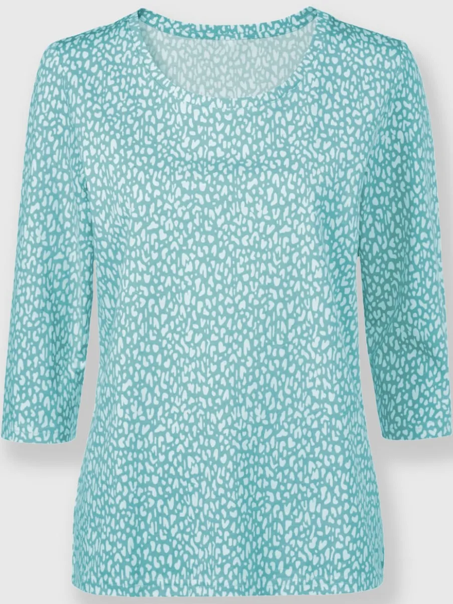 T-shirt à manches 3/4 en coton avec motif minimaliste