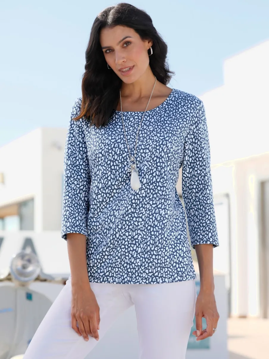 T-shirt à manches 3/4 en coton avec motif minimaliste