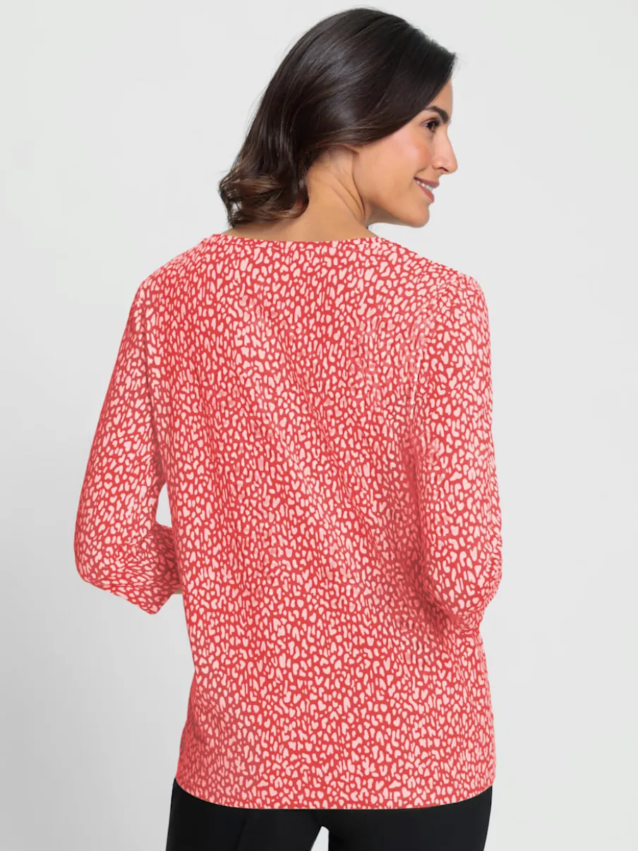 T-shirt à manches 3/4 en coton avec motif minimaliste