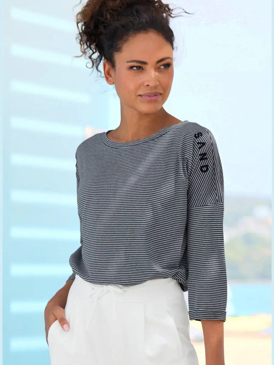 T-shirt à manches 3/4 en coton doux avec logo