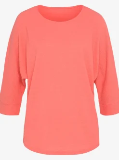 T-shirt à manches 3/4 en crêpe structurée avec ourlet arrondi