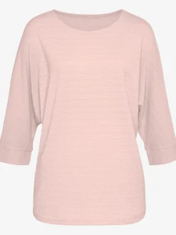 T-shirt à manches 3/4 en crêpe structurée avec ourlet arrondi