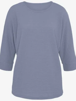 T-shirt à manches 3/4 en crêpe structurée avec ourlet arrondi