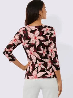 T-shirt à manches 3/4 en lyocell à motif floral
