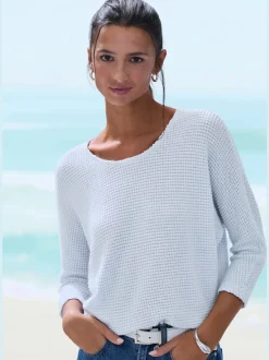 T-shirt à manches 3/4 en matière gaufrée légère