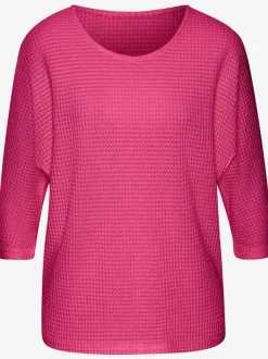 T-shirt à manches 3/4 en matière gaufrée légère