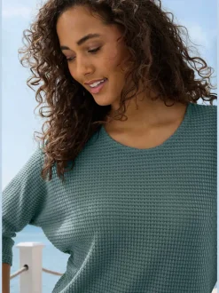 T-shirt à manches 3/4 en matière gaufrée légère