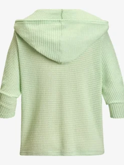 T-shirt à manches 3/4 en matière gaufrée avec capuche et patte de boutonnage