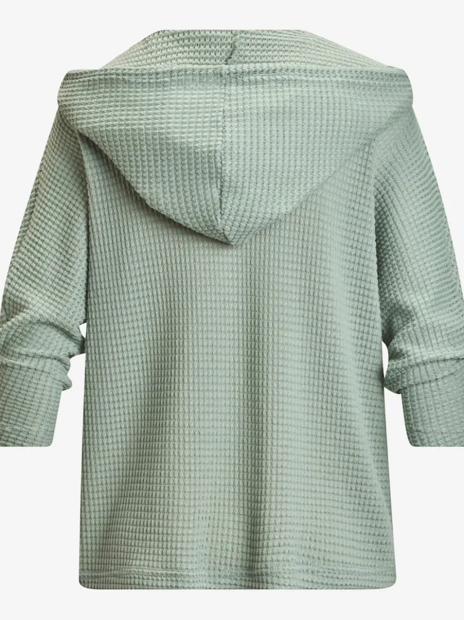 T-shirt à manches 3/4 en matière gaufrée avec capuche et patte de boutonnage