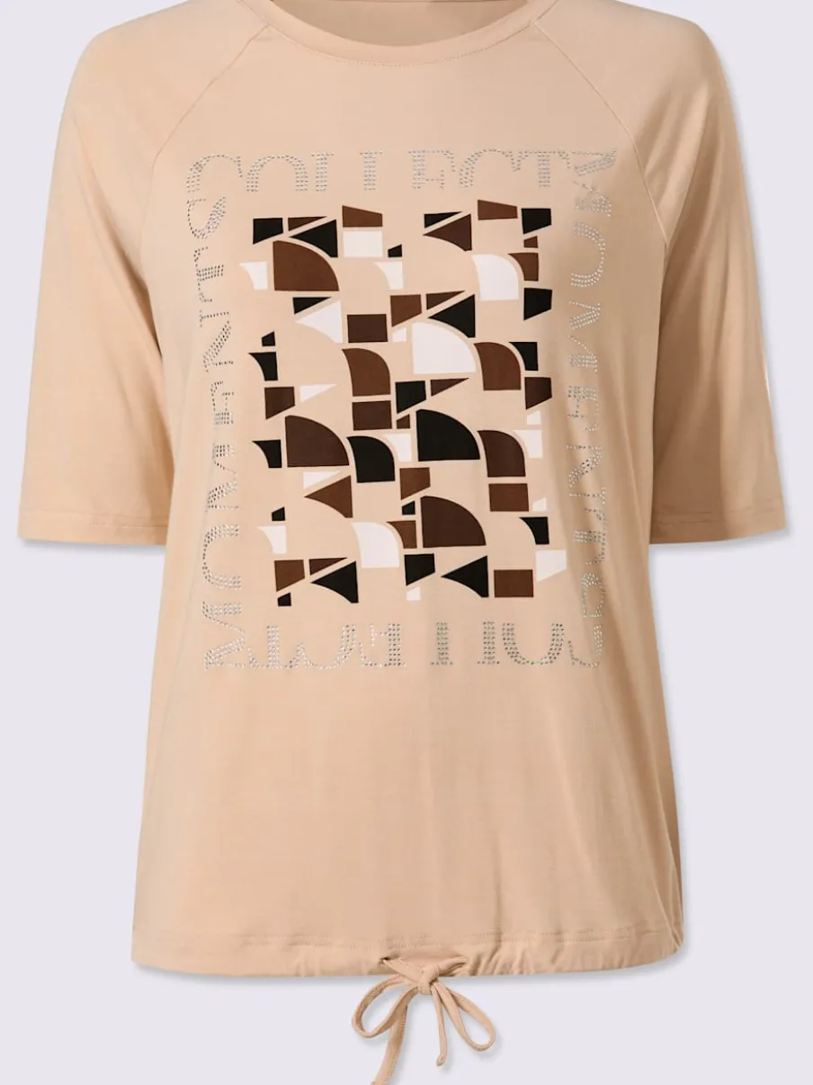 T-shirt à manches 3/4 en viscose douce avec imprimé graphique