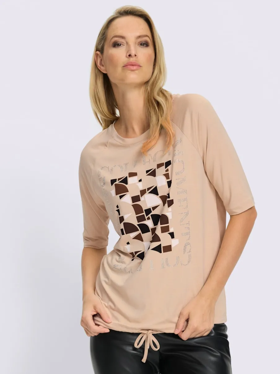 T-shirt à manches 3/4 en viscose douce avec imprimé graphique