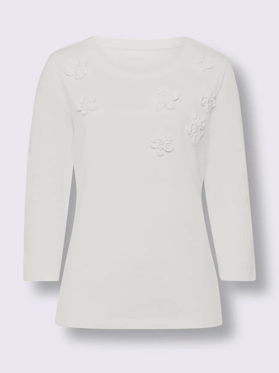 T-shirt à manches 3/4 et applications florales raffinées