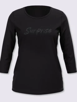 T-shirt à manches 3/4 inscription brillante