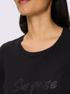 T-shirt à manches 3/4 inscription brillante