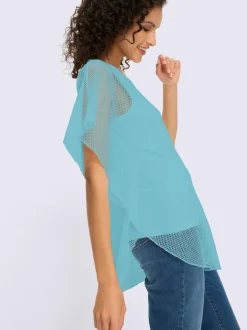 T-shirt à manches kimono avec motif ajouré et débardeur intégré