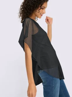 T-shirt à manches kimono avec motif ajouré et débardeur intégré