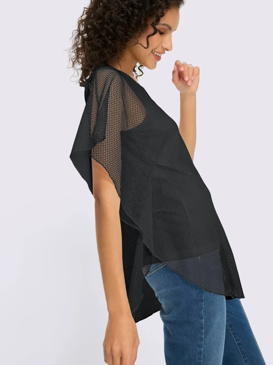 T-shirt à manches kimono avec motif ajouré et débardeur intégré