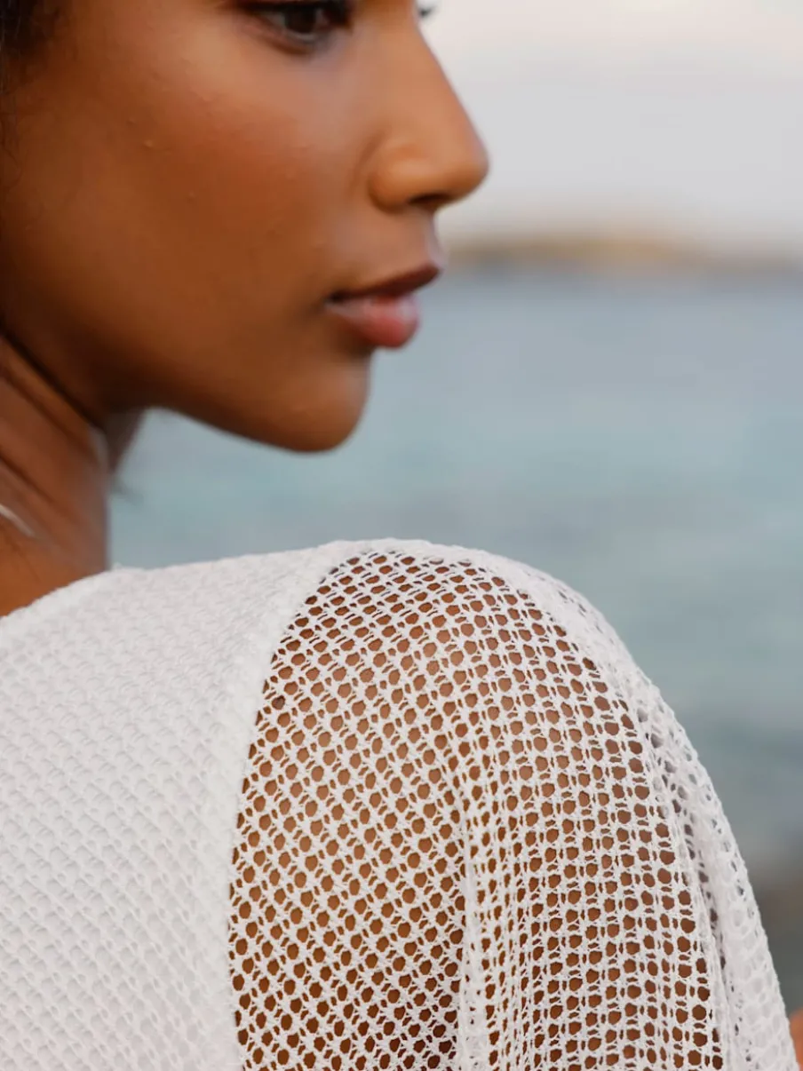 T-shirt à manches kimono avec motif ajouré et débardeur intégré