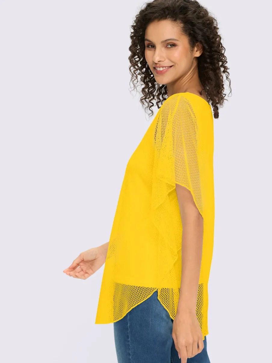 T-shirt à manches kimono avec motif ajouré et débardeur intégré