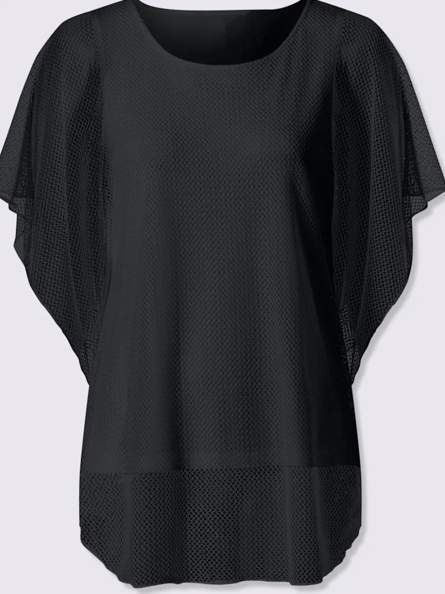 T-shirt à manches kimono avec motif ajouré et débardeur intégré