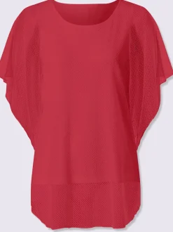 T-shirt à manches kimono avec motif ajouré et débardeur intégré