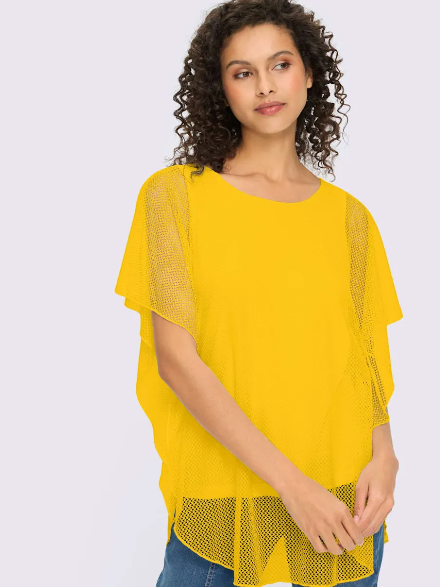 T-shirt à manches kimono avec motif ajouré et débardeur intégré