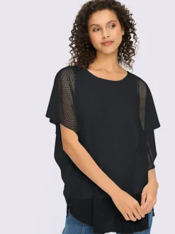T-shirt à manches kimono avec motif ajouré et débardeur intégré