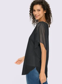 T-shirt à manches kimono avec motif ajouré et débardeur intégré