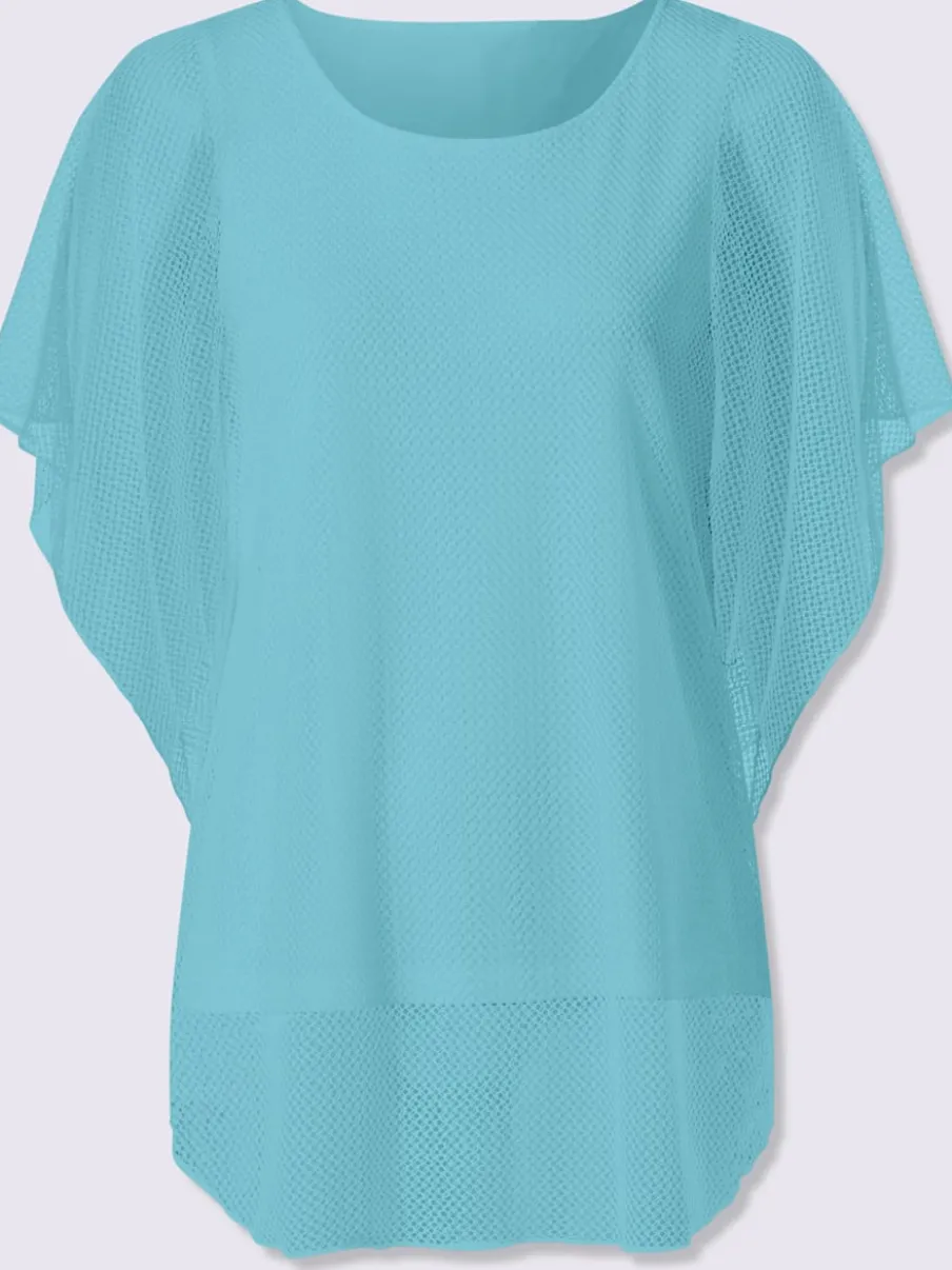 T-shirt à manches kimono avec motif ajouré et débardeur intégré