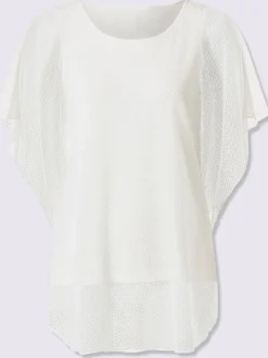 T-shirt à manches kimono avec motif ajouré et débardeur intégré