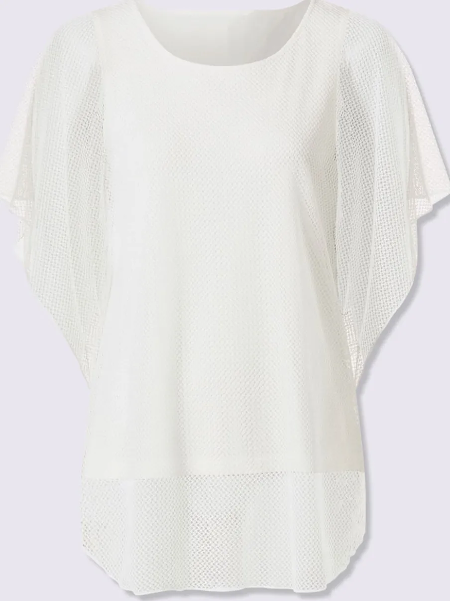 T-shirt à manches kimono avec motif ajouré et débardeur intégré