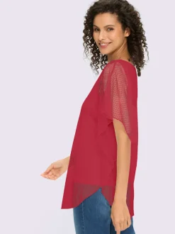 T-shirt à manches kimono avec motif ajouré et débardeur intégré