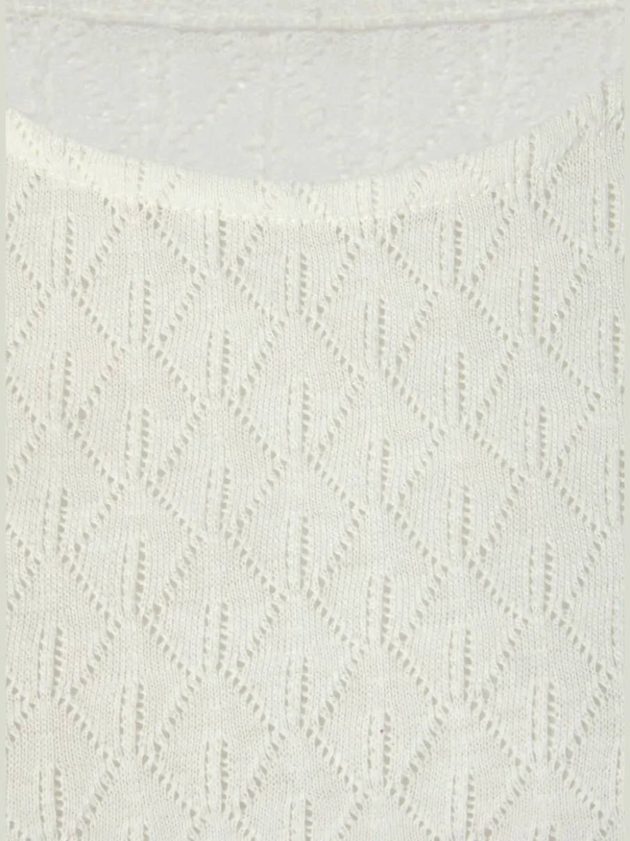 T-shirt manches longues au tricot fin ajouré coton
