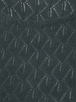 T-shirt manches longues au tricot fin ajouré coton