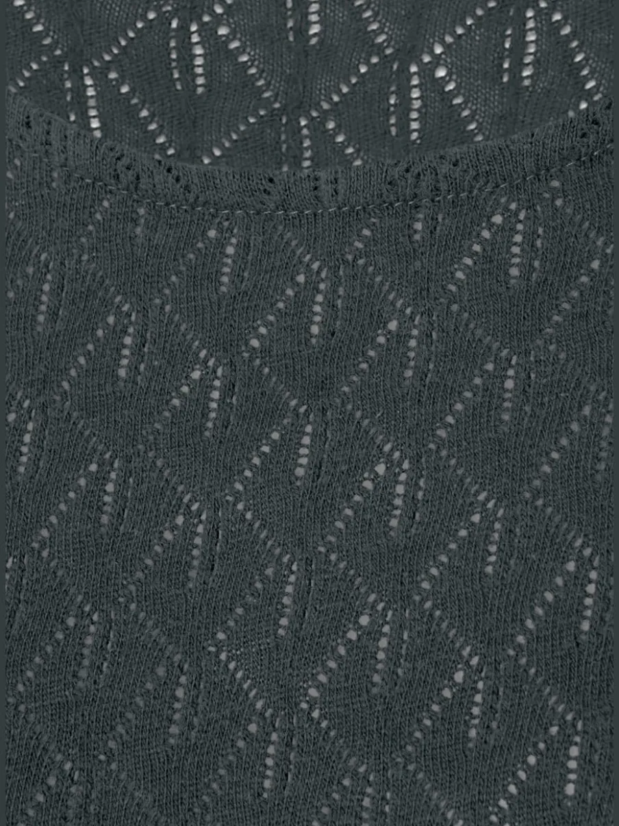 T-shirt manches longues au tricot fin ajouré coton