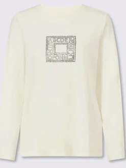 T-shirt à manches longues avec application de pierres brillantes