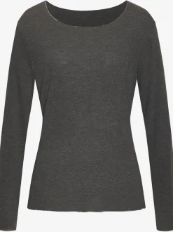 T-shirt à manches longues avec bords pailletés et finitions raffinées