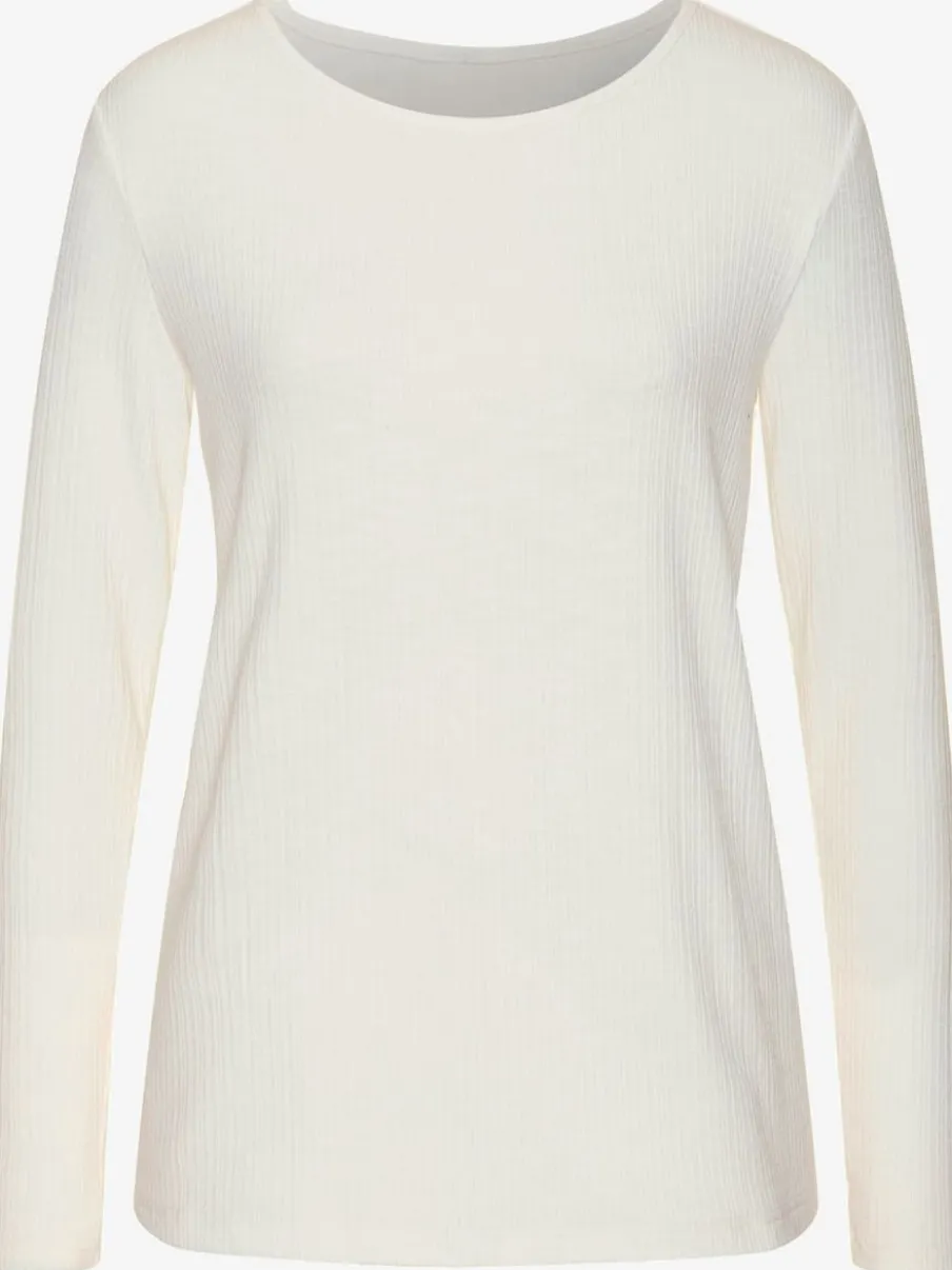 T-shirt à manches longues avec col rond en viscose et polyester recyclé