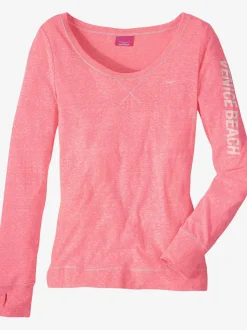 T-shirt à manches longues avec coutures contrastées et imprimé sportif