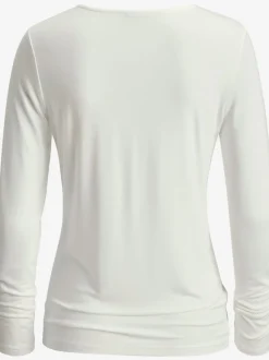 T-shirt à manches longues avec dentelle délicate à l'encolure en v