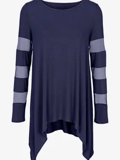 T-shirt à manches longues avec empiècements transparents flatteur