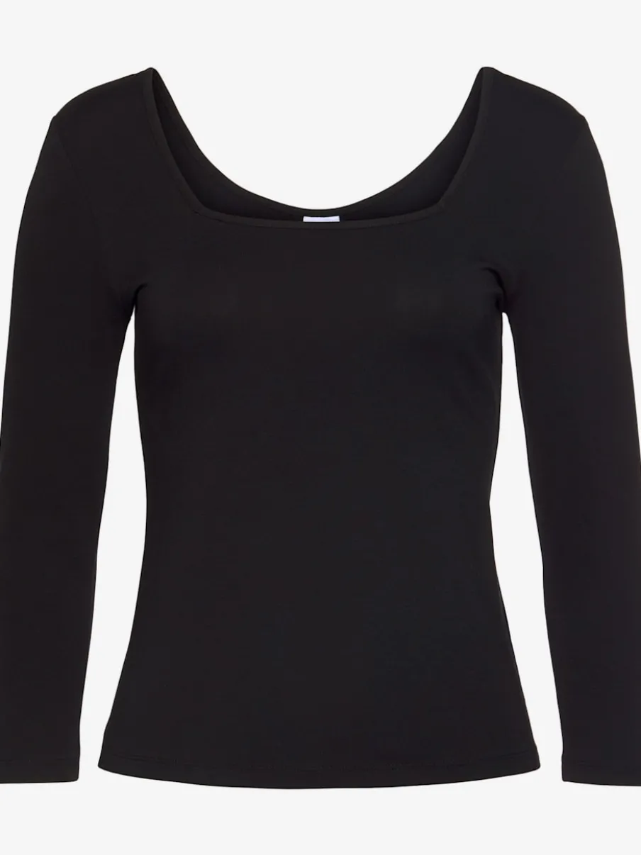 T-shirt manches longues avec encolure arrondie et ourlet droit