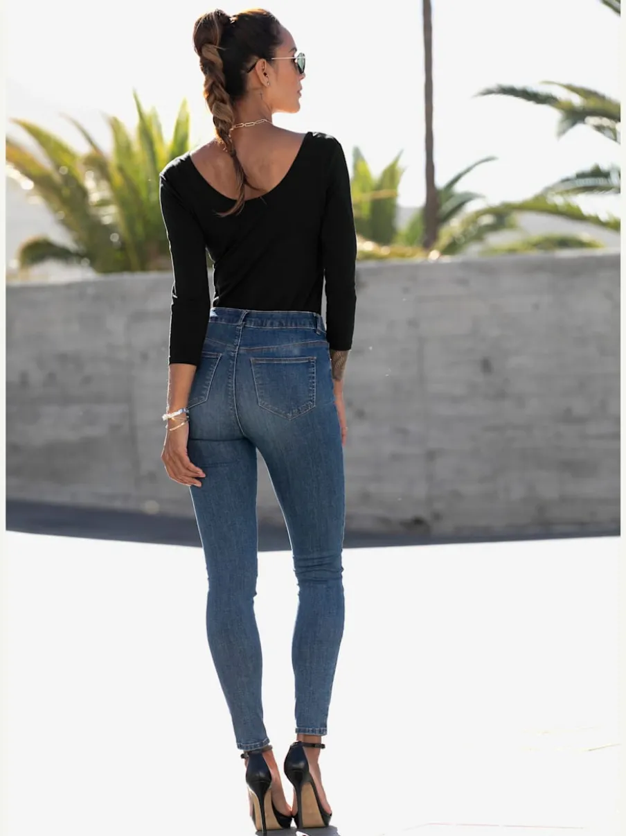 T-shirt manches longues avec encolure arrondie et ourlet droit