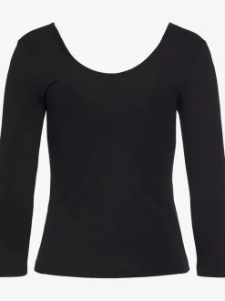 T-shirt manches longues avec encolure arrondie et ourlet droit