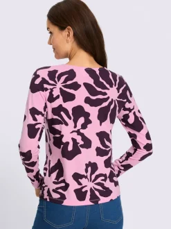 T-shirt à manches longues avec imprimé floral en viscose ECOVERO