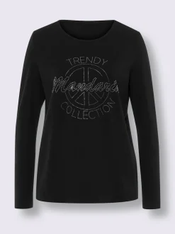 T-shirt manches longues avec inscription et pierres fantaisie