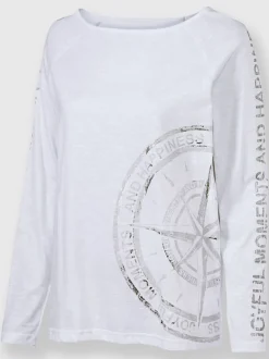 T-shirt manches longues avec inscription et motif graphique