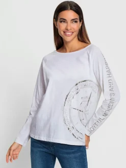 T-shirt manches longues avec inscription et motif graphique